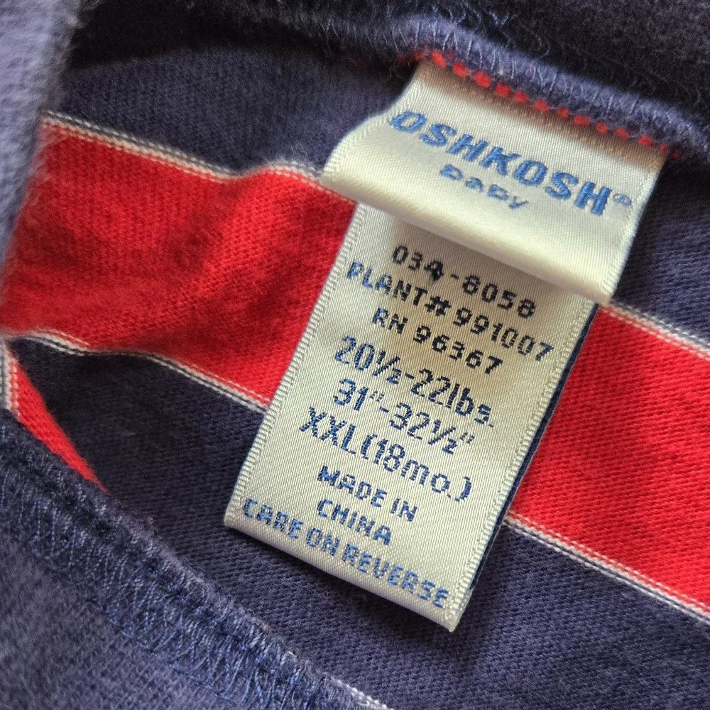 Vintage 1990s Y2K OshKosh B'Gosh red/navy blue striped alligator bodysuit